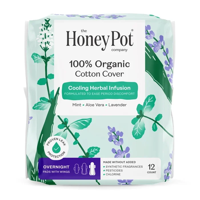 100% Organic Cotton Cover Overnight Menstrual Pads – Herbal-Infused
