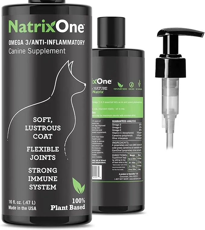 100% Pure Camelina Oil for Dogs, 16 oz – Dog Skin and Coat Supplement All-Natural Supplements, Support Hearts, Joints, Coats, Skin and Anti-inflammatory, Protective Care – Omega 3 by NatrixOne
