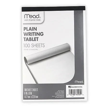 100-Sheet 6×9 Plain Writing Tablet 70104