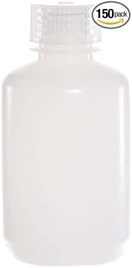 125ML 4OZ Nature Narrow Mouth HDPE Plastic Reagent Bottles with Caps Pack of 150