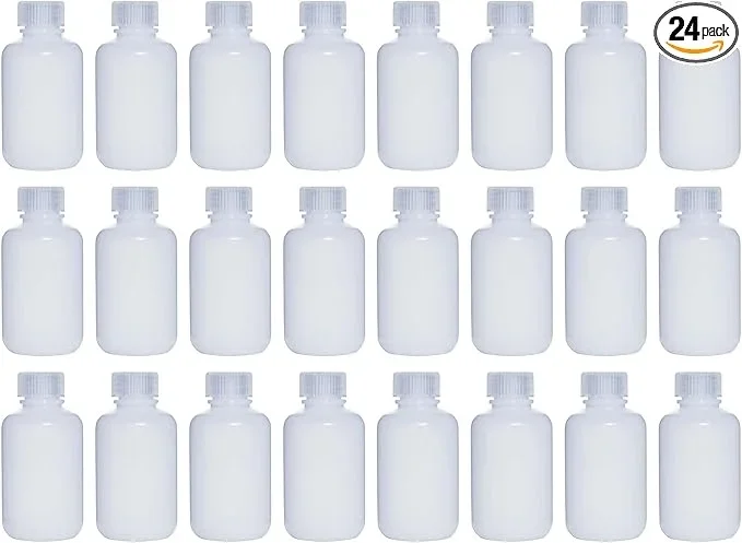 125ML 4OZ Nature Narrow Mouth HDPE Plastic Reagent Bottles with Caps Pack of 24