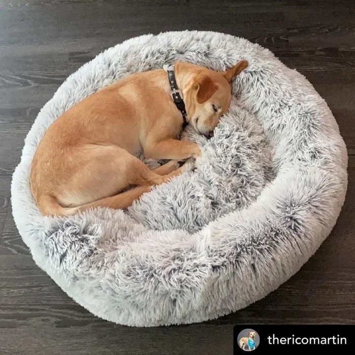 23″ OrthoPlush® Pet Calming Cuddler Dog Bed – Gray Two Tone
