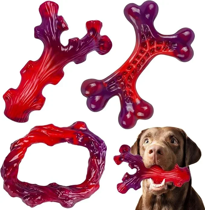 3 Pack Indestructible Dog Chew Bones for Aggressive Chewers – Heavy Duty Long Lasting Chew Toys for Large Dogs, Nylon Teeth Cleaning Toys