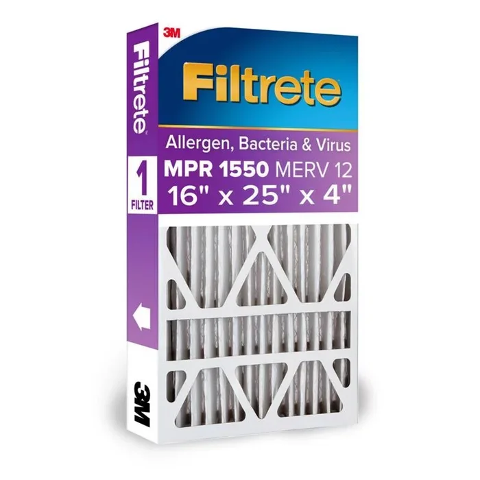 3M 16 in. W X 25 in. H X 4 in. D Polyester 12 MERV Pleated Allergen Air Filter (Pack of 4)