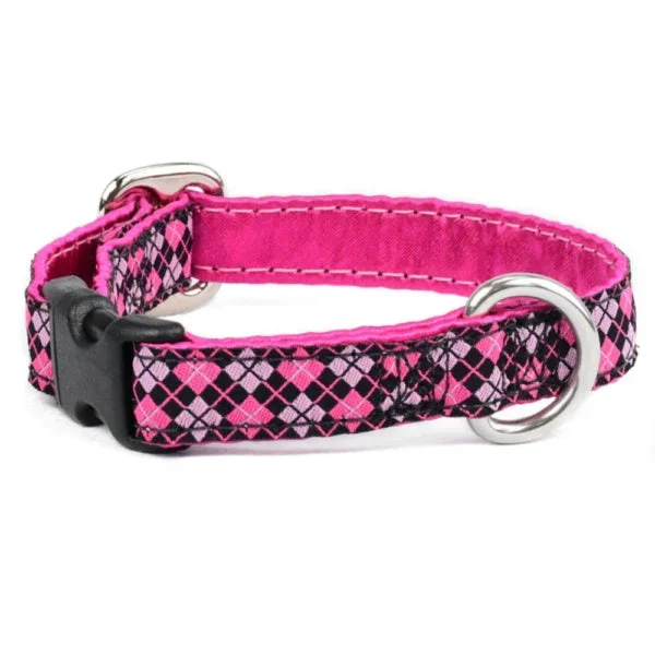 5/8″ Argyle Pink and Black Martingale Dog Collar
