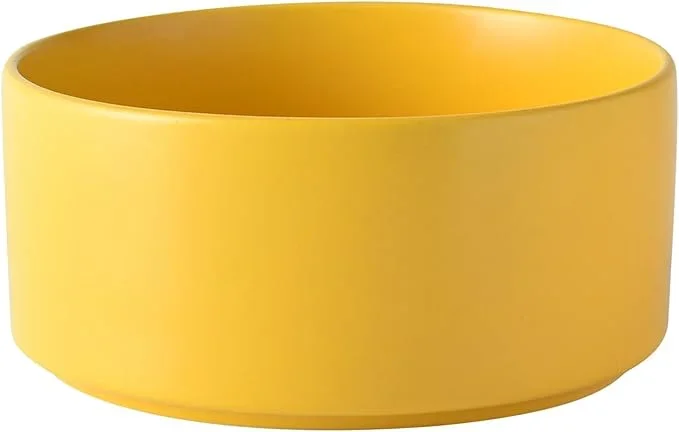 6” Ceramic Dog Bowl – 30Oz Classic Dogs Food & Water Bowl for Small and Medium Breed Dogs, Heavy Duty Non-Slip Dog Dishes, Food Grade Stoneware Pet Bowl, Dishwasher & Microwave Safe, Yellow