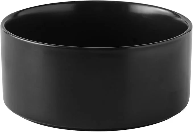 6” Ceramic Dog Bowl – 30Oz Classic Dogs Food & Water Bowl for Small and Medium Breed Dogs, Heavy Duty Non-Slip Dog Dishes, Food Grade Stoneware Pet Bowl, Dishwasher & Microwave Safe, Black