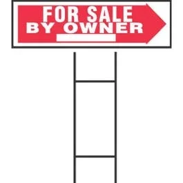 “For Sale By Owner” Sign, Plastic, 10 x 24-In.