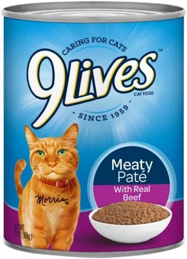 9Lives Beef Dinner Canned Cat Food – 13 Oz – Case of 12