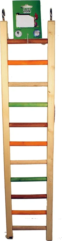 A&E Cage Company 001452 Happy Beaks Wooden Hanging Ladder Multicolored, 25 In