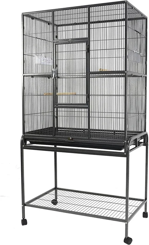 A&E Cage Company Flight Bird Cage with Stand – Black – 31 X 20 In
