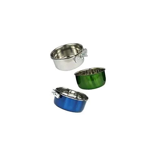 A&E Cage Company Stainless Steel Coop Cup With Ring & Bolt Bird Dish – 20 Oz