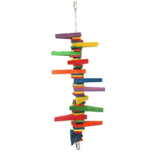 A&E Cage Happy Beaks Colored Wooden Blocks & Wedges Wood Bird Toy – 18.5 X 3 X 3 In