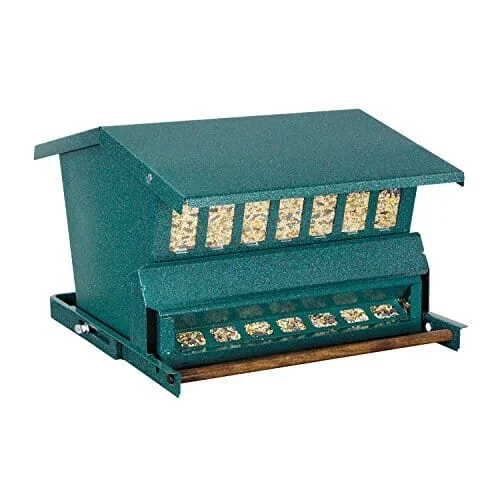 Absolute Original Absolute Metal Squirrel-Resistant Wild Bird Feeder – Green – 15 Lbs Cap
