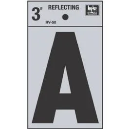 Address Letter, “A”, Black Reflective Vinyl, Adhesive, 3-In.
