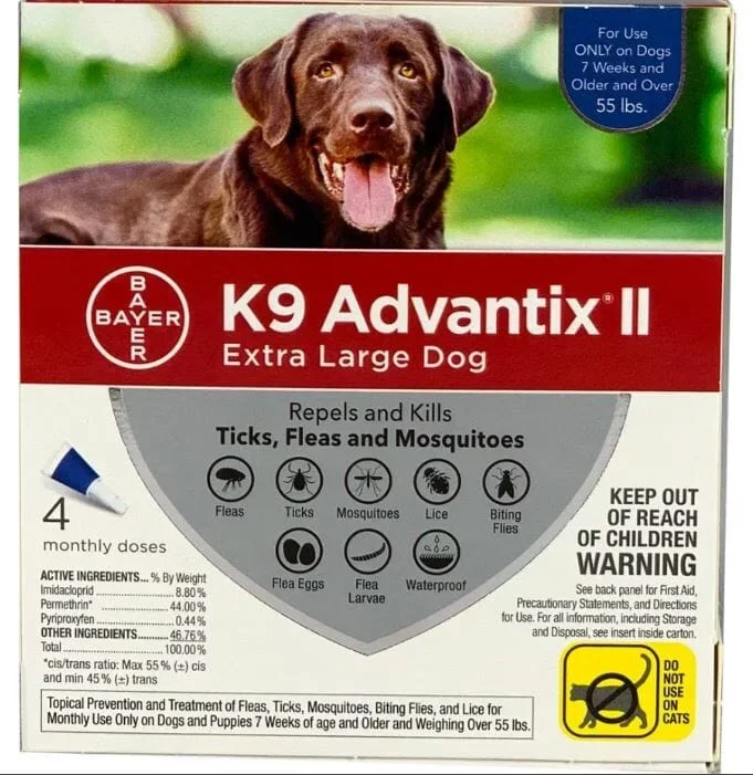 Advantix II K9 Flea and Tick for Dogs – Over 55 Lbs – 4 Pack