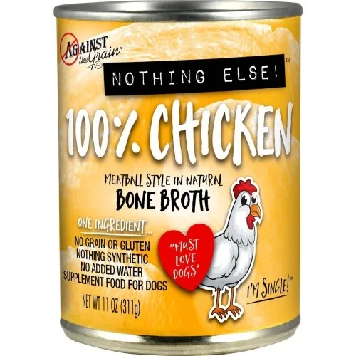 Against the Grain, Against the Grain Nothing Else 100% One Ingredient Adult Wet Dog Food, Chicken, 12Each/11 Oz (Count of 12)