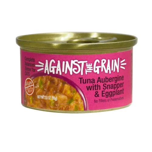 Against the Grain, Against the Grain Tuna Aubergine With Snapper & Eggplant Dinner Wet Cat Food, 24Each/2.8 Oz (Count of 24)