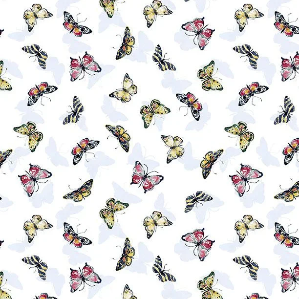 Among the Branches Collection Butterfly Toss Cotton Fabric 39757