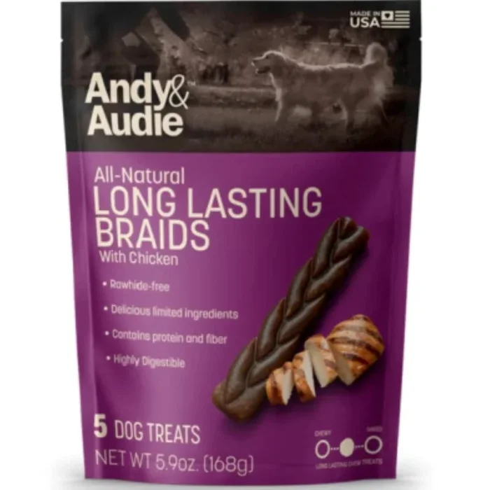 Andy & Audie All-Natural Long Lasting Chicken Braids Dog Treat