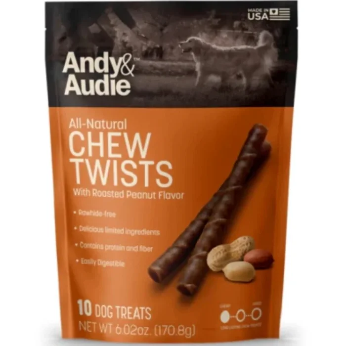 Andy & Audie All-Natural Peanut Chew Twists Dog Treats