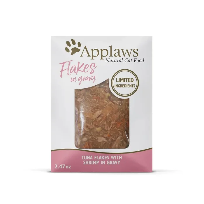 Applaws Tuna Flakes and Shrimp in Gravy Wet Cat Food Pouch – 2.47 Oz – Case of 12