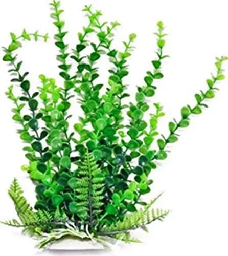 Aquatop Elodea-Like Weighted Plastic Aquarium Plant Decoration – Green – 12 In