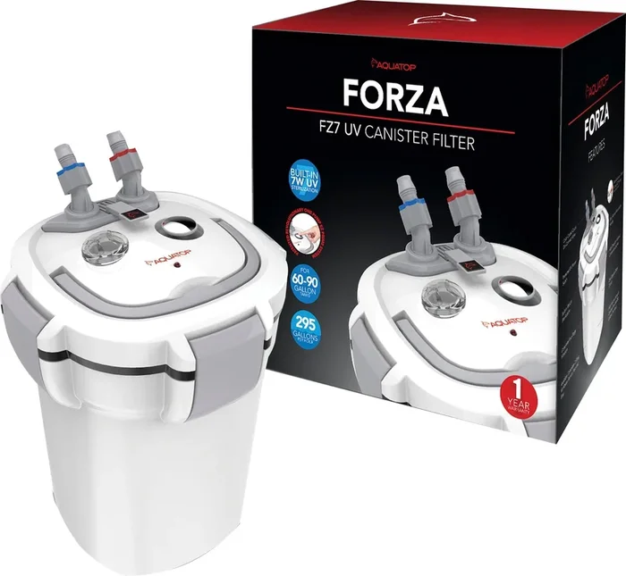 Aquatop Forza Fz7 UV Aquarium Canister Filter with 7W UV Sterilizer – White