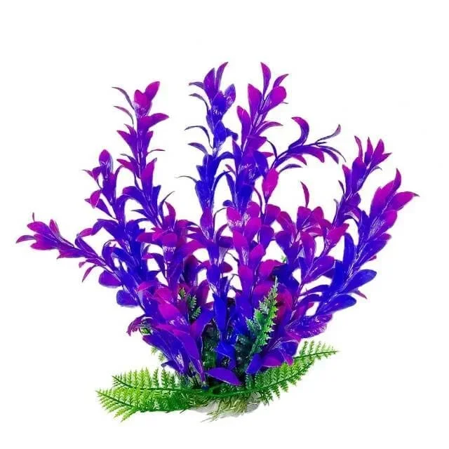 Aquatop Hygro-Like Weighted Plastic Aquarium Plant – Pink/Purple – 6 In