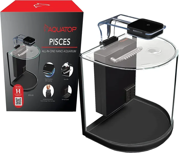 Aquatop Pisces Nano Bowfront Glass Aquarium – 5 Gal