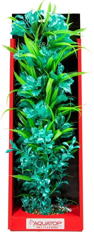 Aquatop Vibrant Passion Plant Boxed Plastic Aquarium Plant – Turquoise – 16