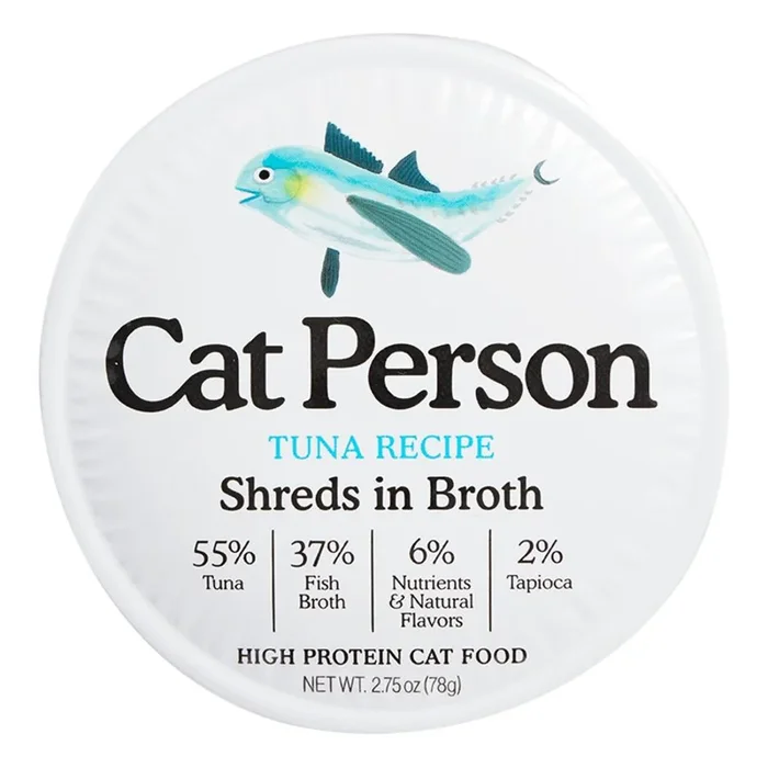 Atún desmenuzado Cat Person en taza de caldo de 2,75 oz