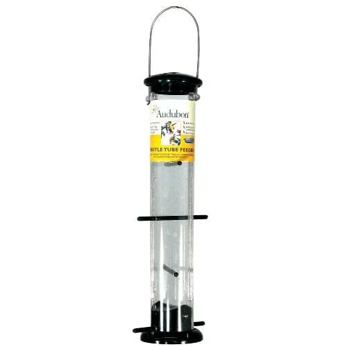 Audubon Plastic 8-Port Finch Tube Tubed Wild Bird Feeder – Clear and Green – 2 Lbs Cap