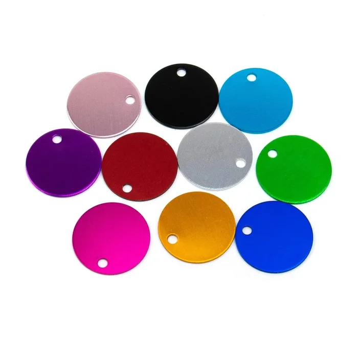 Auear, 10 Pack Round Shape Pet Id Tag Blank For Dog Cat Double Sided 25Mm Name Phone Number Charm Personalized Jewelry Making (10 Colors)