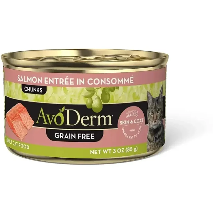 AvoDerm Natural Grain Free Salmon Entrée in Consommé Wet Cat Food 24 / 3 oz