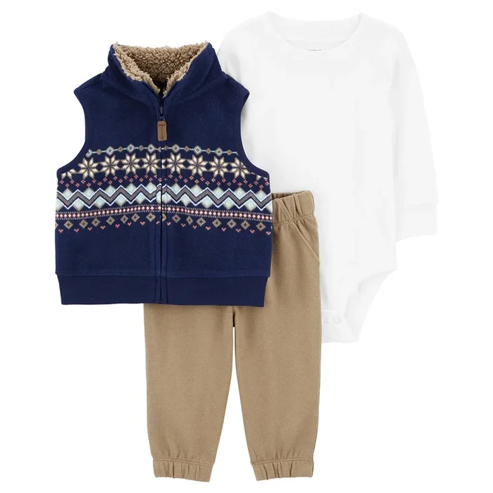Baby Boys’ 3-Piece Fair Isle Little Vest Set 1Q107310