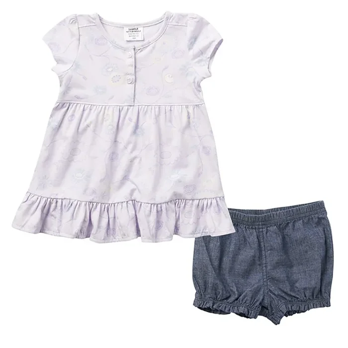 Baby Girl’s Short Sleeve Lavender Floral Dress & Diaper Cover Set CG9793