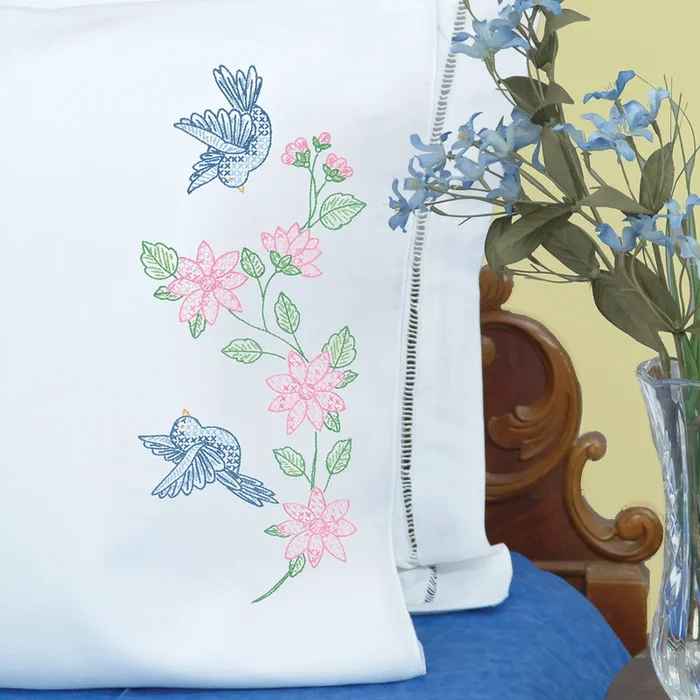 Birds Perle Edge Pillowcases 1600-31