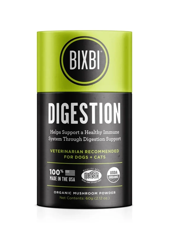 Bixbi Rawbble Digestive Health Mushroom Powder Cat and Dog Supplements – 60G