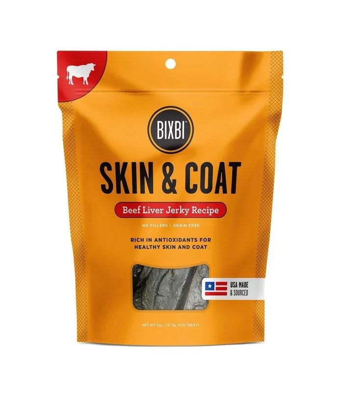 Bixbi Skin and Coat Beef Liver Jerky Dog Treats – 5 Oz
