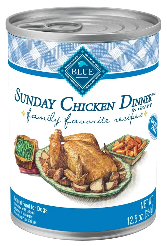 Blue Buffalo Family Favorites Natural Adult Wet Dog Food, Sunday Chicken 12.5-oz, Case of 12