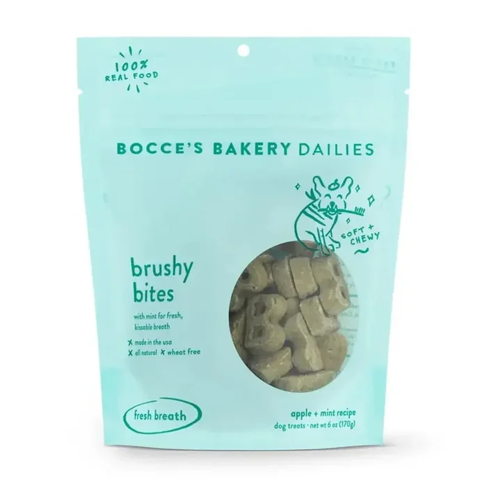 Bocce’s Bakery Dailies Brushy Bites 6oz Soft & Chewy Dog Treats