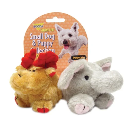 Booda Pet, Booda Squatter Moose/Elephant Small Dog & Puppy Toy, Multi-Color, 1 Each/SM, 2 Pack