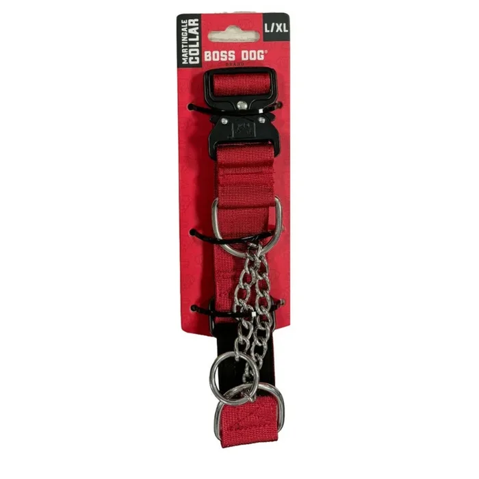 Boss Dog, Boss Dog Martingale Dog Collar, Red, Large/ExtraLarge