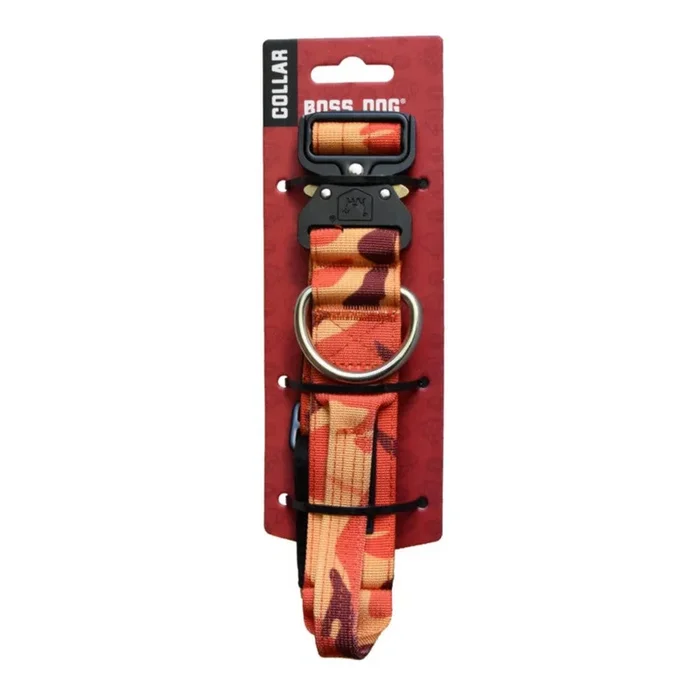 Boss Dog, Boss Dog Tactical Adjustable Dog Collar, Orange Camo, Medium, 15-18Inches