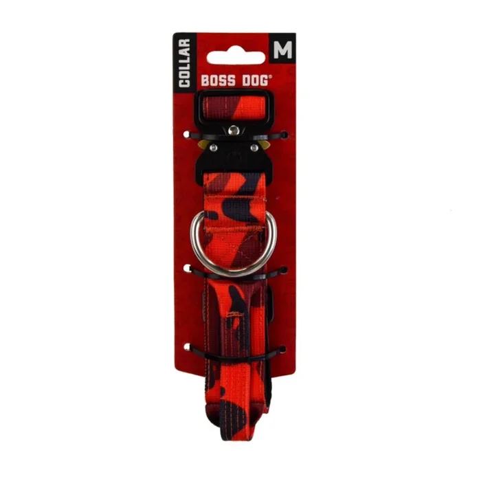 Boss Dog, Boss Dog Tactical Adjustable Dog Collar, Red Camo, Medium, 15-18Inches