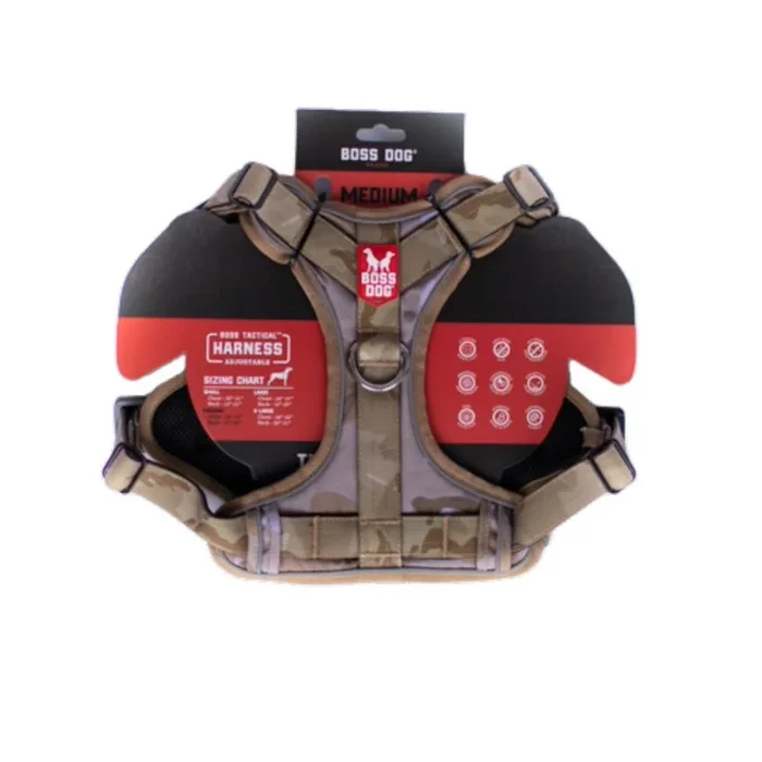 Boss Dog, Boss Dog Tactical Dog Harness, Tan Camo, Medium