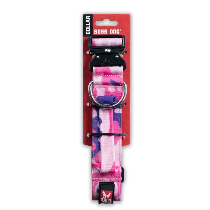 Boss Dog Collar Camo Pink 1.2″ Small