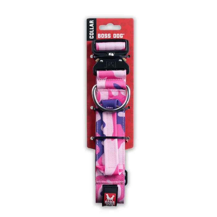 Boss Dog Collar Camo Pink 2″ XLarge