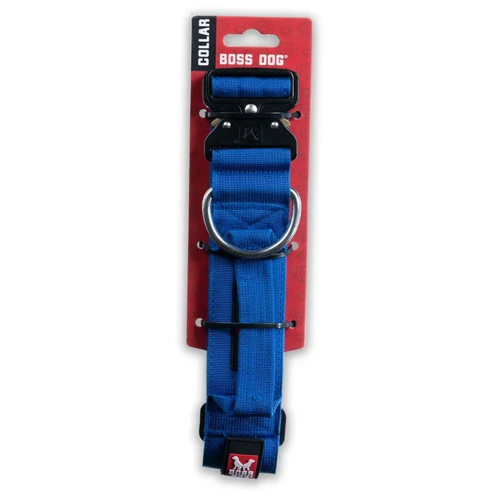 Boss Dog Tactical Collar 1.2″ Wide 13″-16″ Small Solid Blue